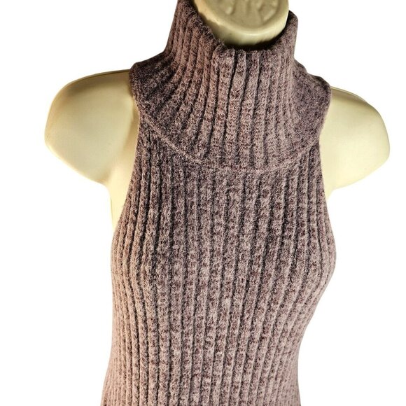 Free People Claude Mini Halter Dress Sz M Thick Rib Poly Knit Mock Neck Lavender - Picture 3 of 9